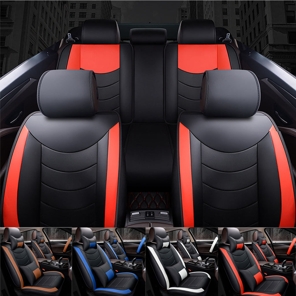 Universal Leather Car Seat Cover with Cushion Set 8Pcs