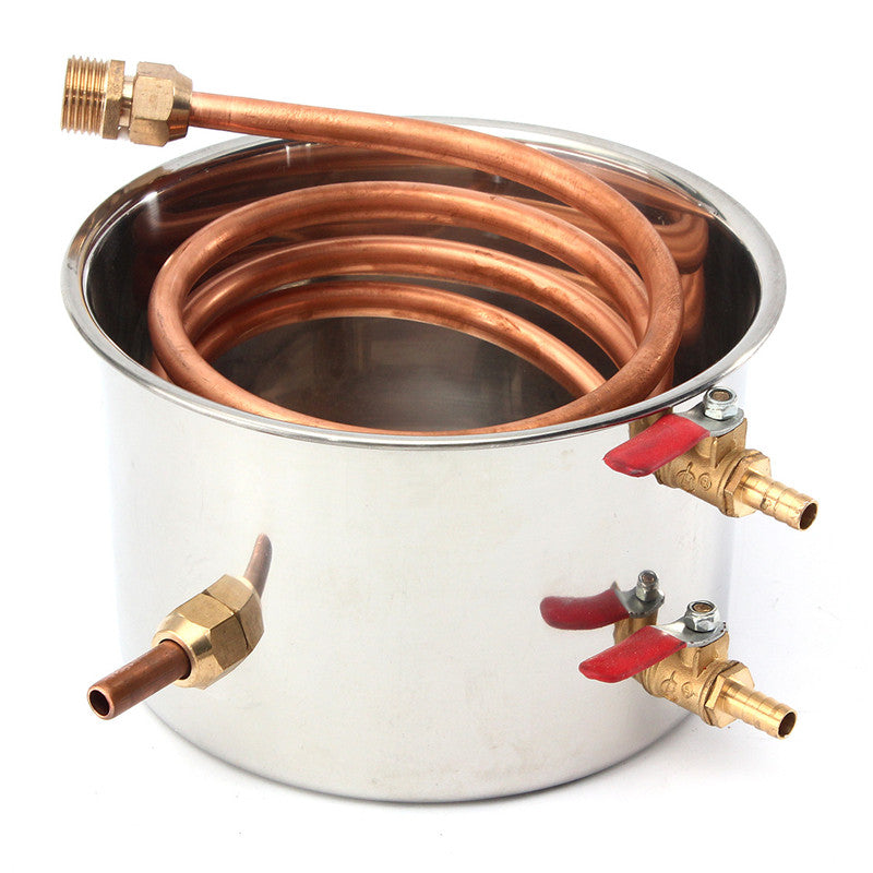 Stainless Steel DIY Alcohol Distiller Kit with Copper Cooling Coil for Moonshine 10L 2Gal